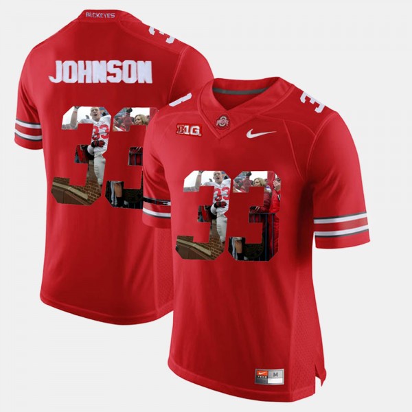 Ohio State Buckeyes Pete Johnson Men's #33 Scarlet Pictorial Fashion College Football Jersey 2404KHRC8